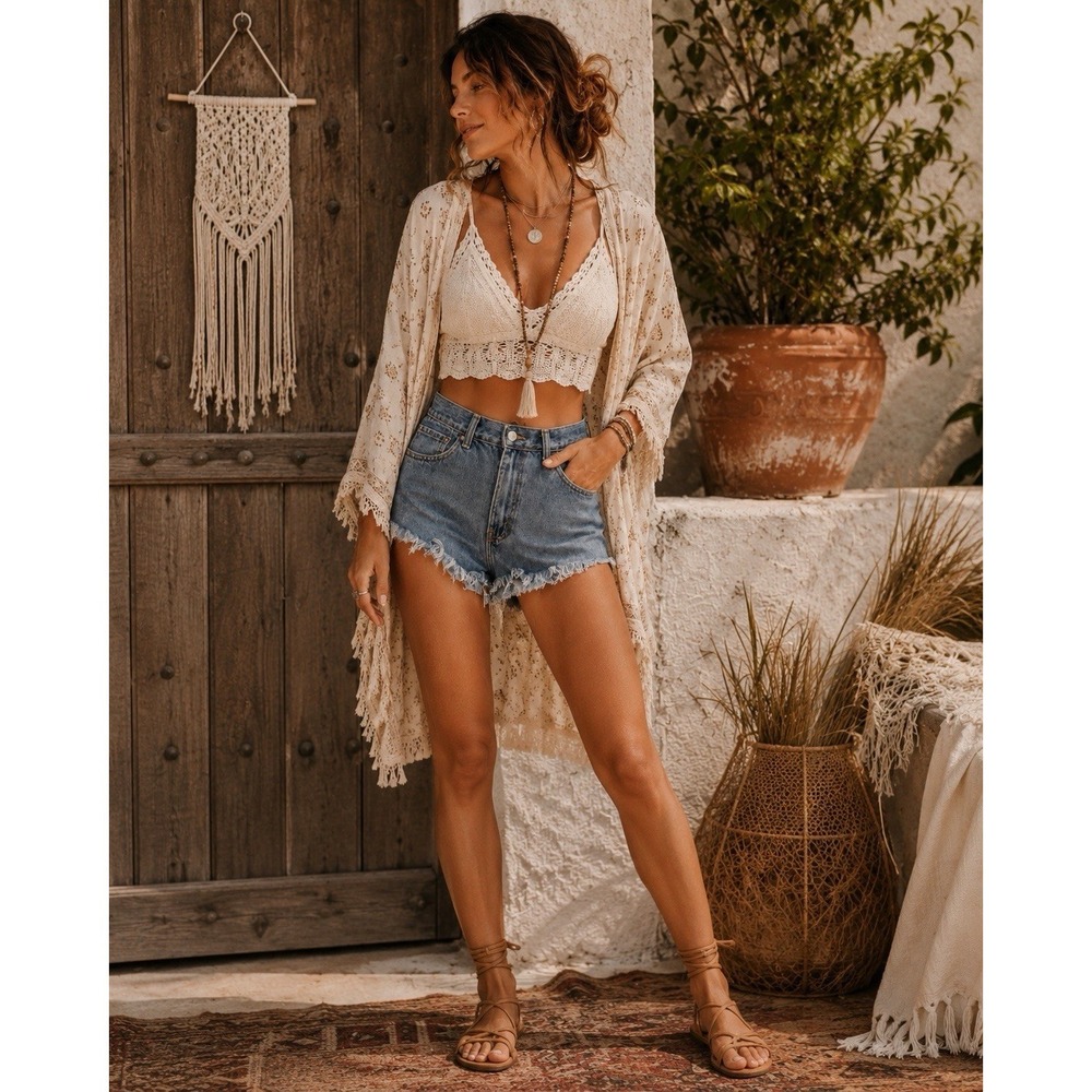 VTG Levis Cutoff Jean Shorts S Cheeky Raw Hem DIY Shortie Boho Festival Beach - Picture 2 of 12